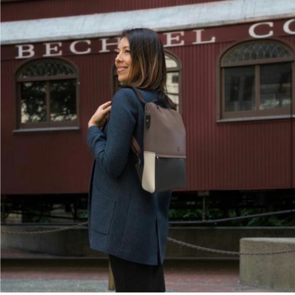 Beta Brand Leather Patchwork Laptop Backpack Conv… - image 2